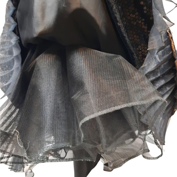 Jovani Prom Formal Gown Iridescent Sequin Embroidered w Faux French Bustle Sz 2 - Picture 6 of 16